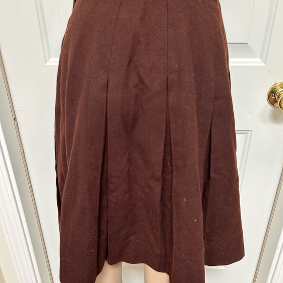 Vintage 1960s Brown Wool Pleated Skirt Preppy  Collegiate School Athletic Girl - Picture 4 of 6